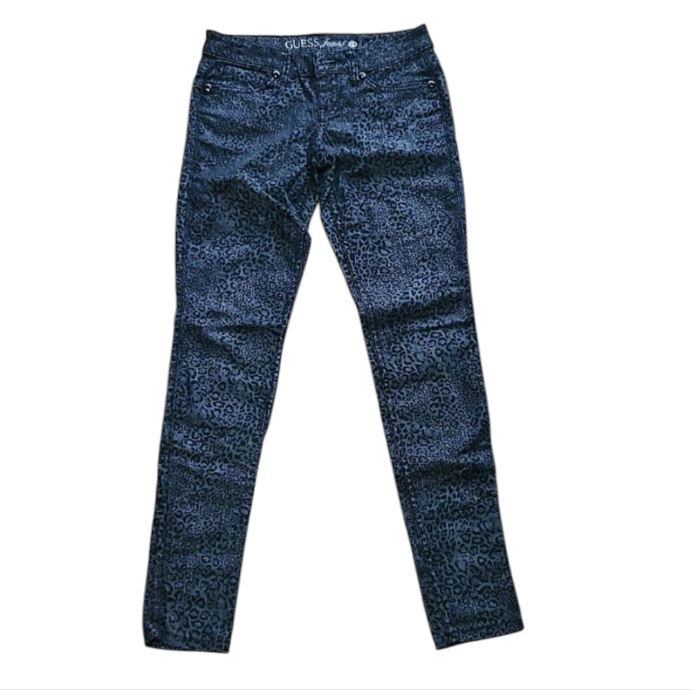 Guess size 24 women's skinny jeans in grey and black‎ leopard print